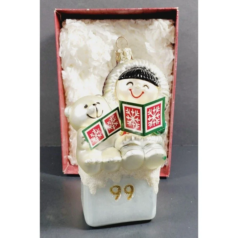Frosty Friends Hallmark Ornament Blown Glass 1999 with Box